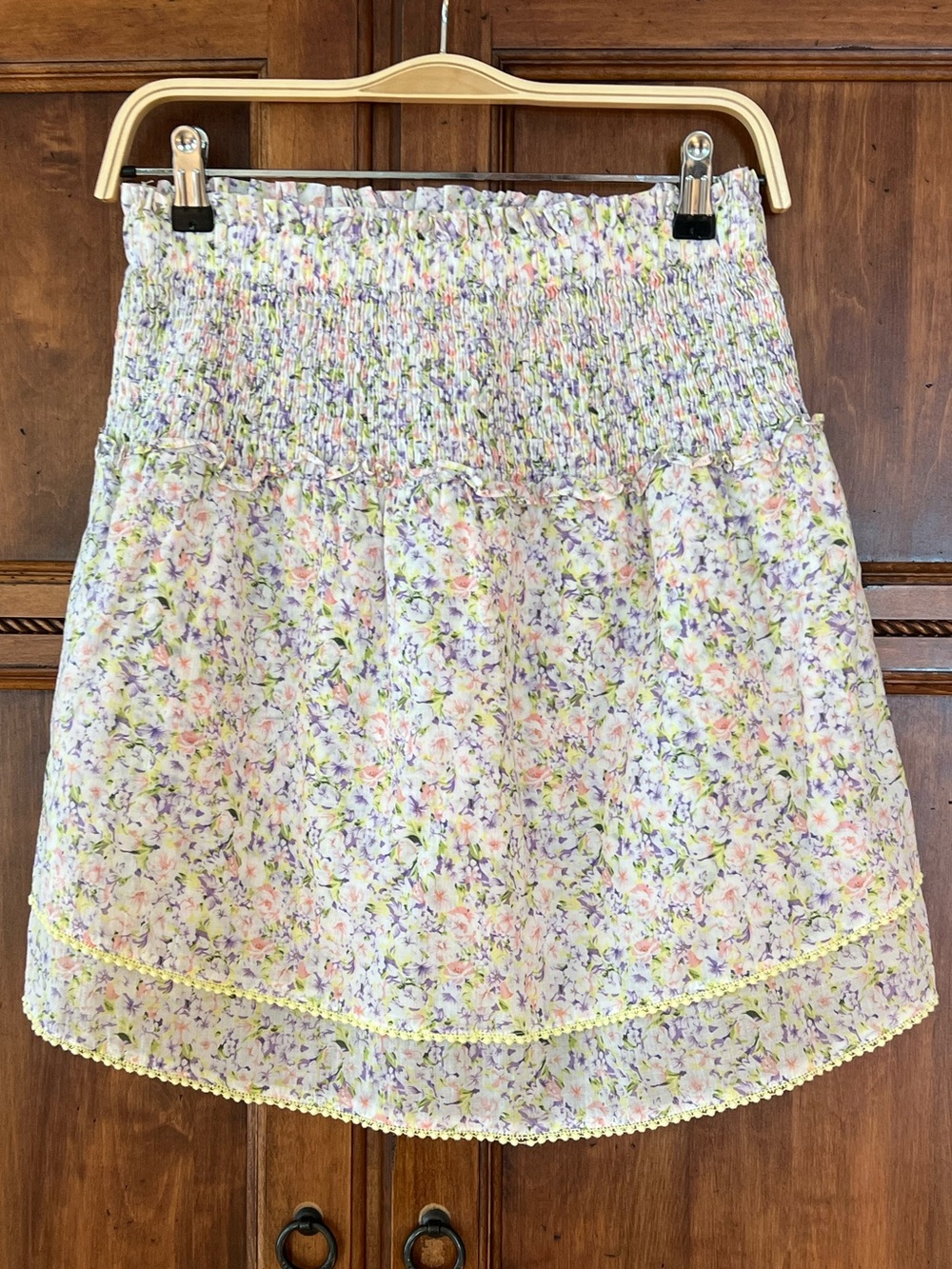 Heartloom floral skirt | smocked waistband and delicate tiered layers | Size S